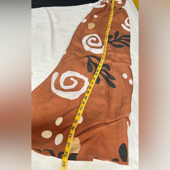 ILLA ILLA Brown and White graphic print open waist sleeveless maxi dress size S - Picture 14 of 14